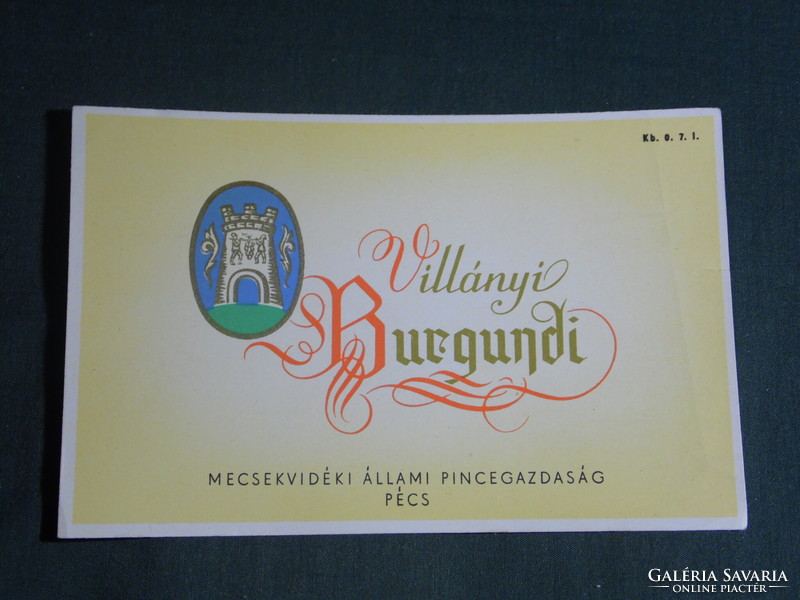 Wine label, Pécs Mecsekvidék winery, wine farm, Villány Burgundy wine