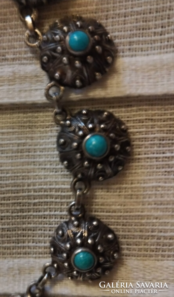 Silver necklaces with original turquoise stones