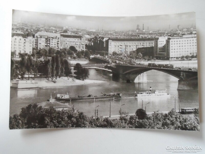 D199416 Budapest Danube Margaret Bridge barge, tram, boat 1960k photo sheet