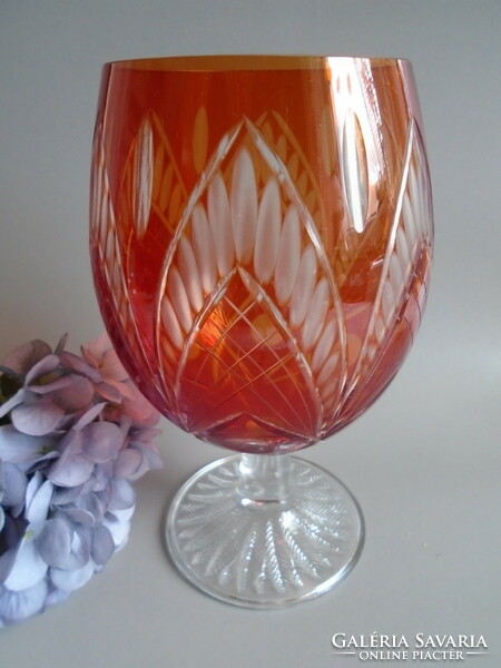 Huge cut crystal glass. Its height is 20 cm.
