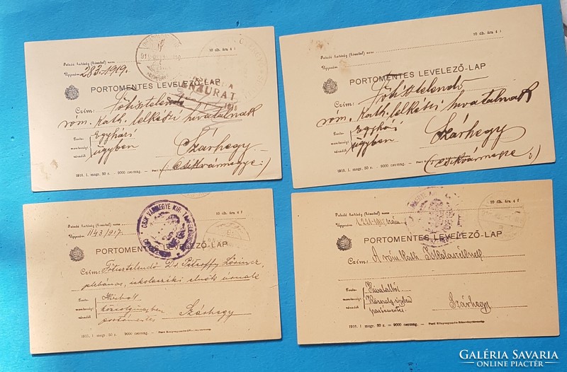 4 db régi magyar Portómentes levelezőlap 1900-as évek eleje