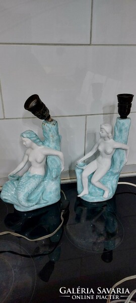 Art deco kerámia figurális éjjeli lámpák párban