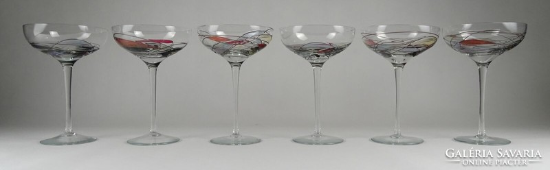 1P142 joan miro pattern base blown glass champagne cocktail glass set 6 pieces
