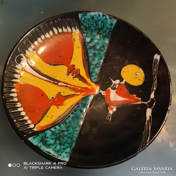 Painted glazed wall plate