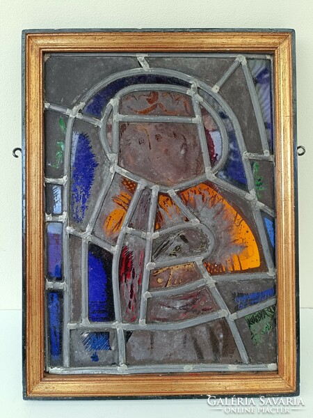 Antik ólomüveg ablak festett ólom üveg király motívum 580 8174