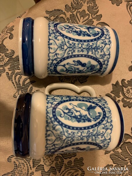 Puttós Christmas beer mug with special handle, Polish bogucice old porcelain 6,500/piece.