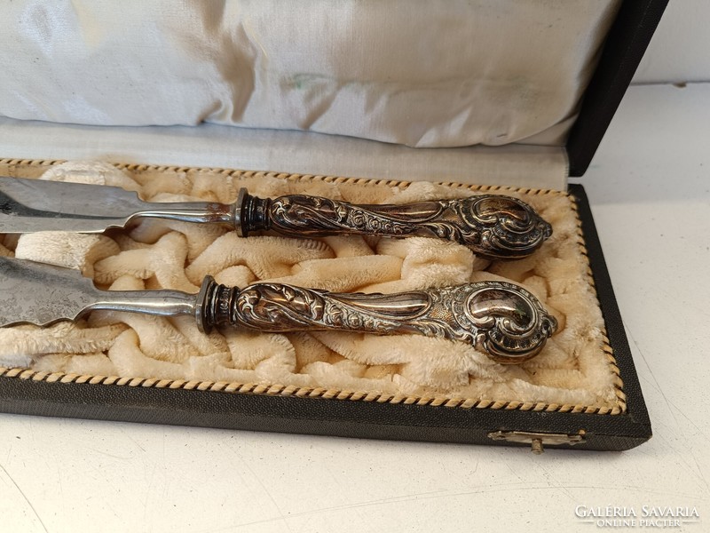 Antique silver handle fish knife set 2 pieces in original box 562 8182