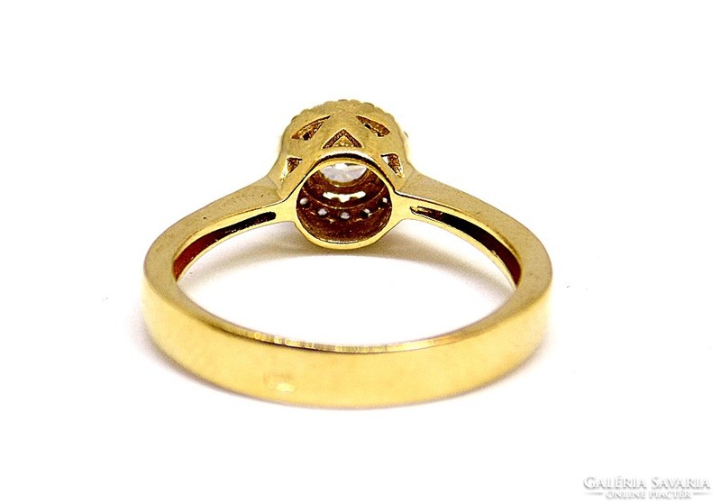 Gold ring with stones and flowers (zal-au119923)