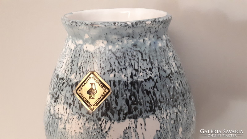 Hibátlan csorgatott mázas iparművész kerámia váza 24 cm
