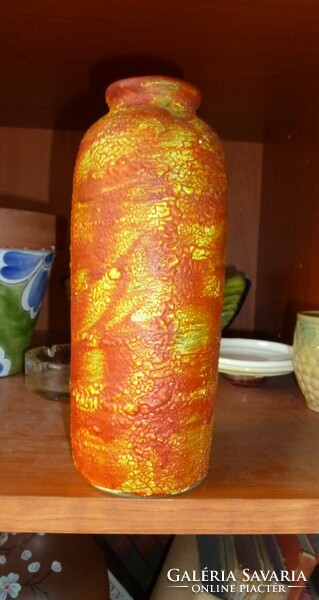 Retro ceramic vase, dull orange, 25 cm high