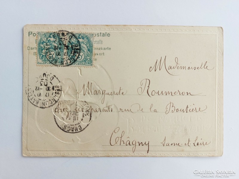 Régi képeslap 1903 dombornyomott levelezőlap lóhere