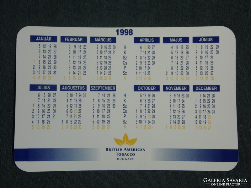Card calendar, British American Tobacco, Pécs tobacco factory, sopianae, 1998, (2)