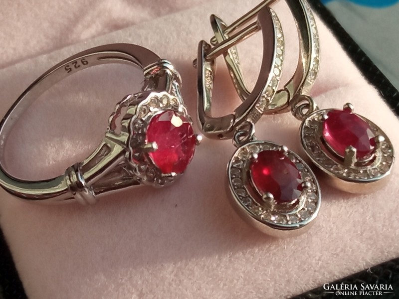 Ruby 925 silver set with 52 ring