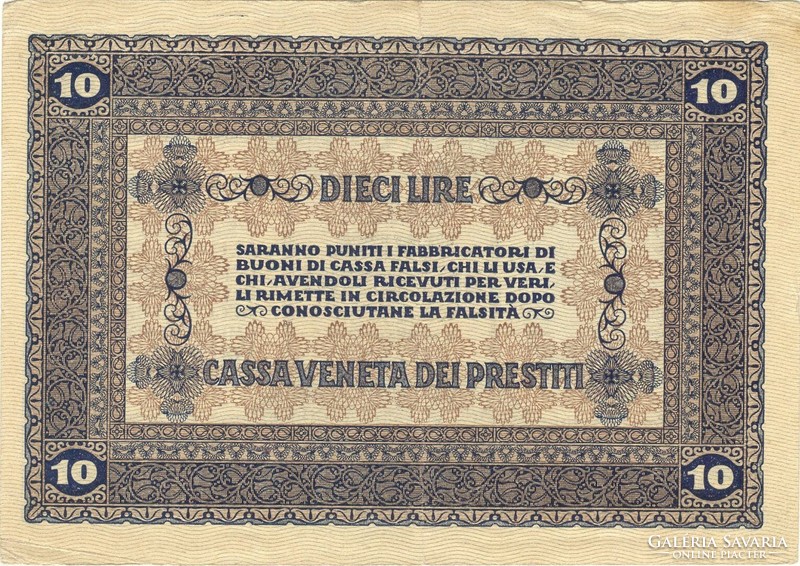 10 lire lira 1918 Olaszország Velence 2.