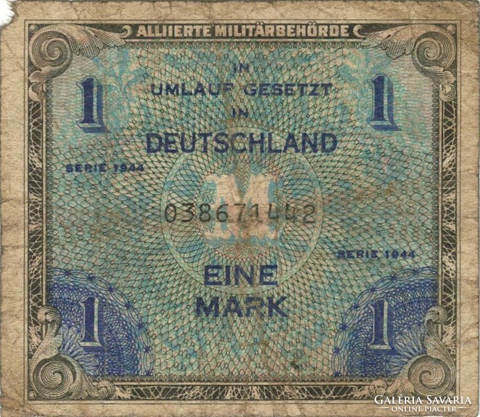 1 Mark 1944 Germany military military 9-digit serial number 3. Unfolded