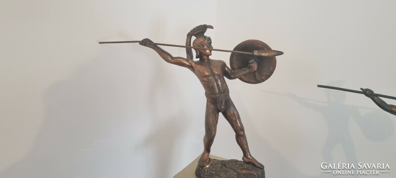 2 Pieces of Spartan bronze copper statue