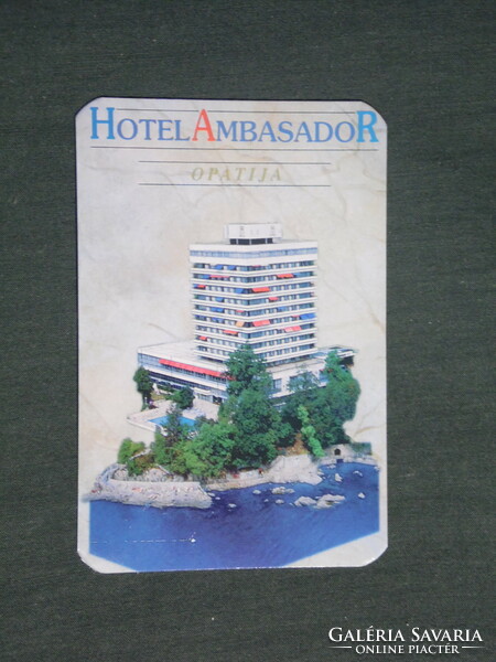 Kártyanaptár, Horvátország, Croatia Opatija, Ambasador Hotel, tengerpart részlet,1998,   (2)