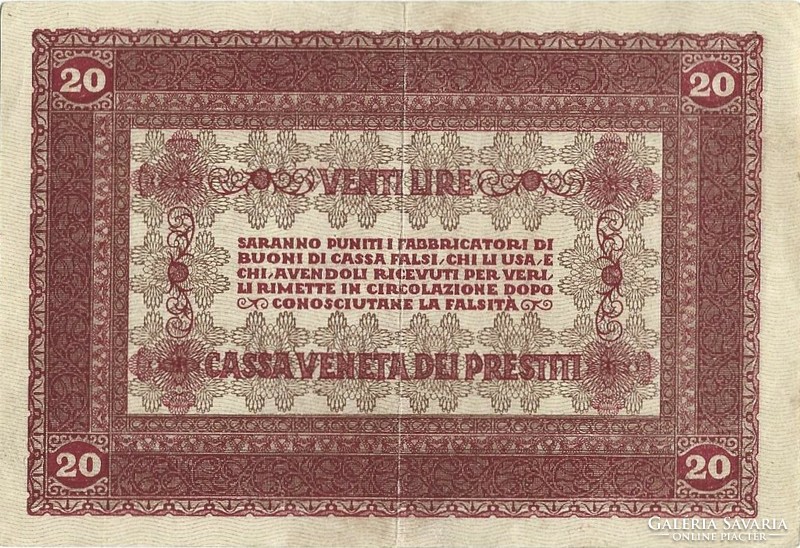 20 Lire lira 1918 Italy Venice 1.