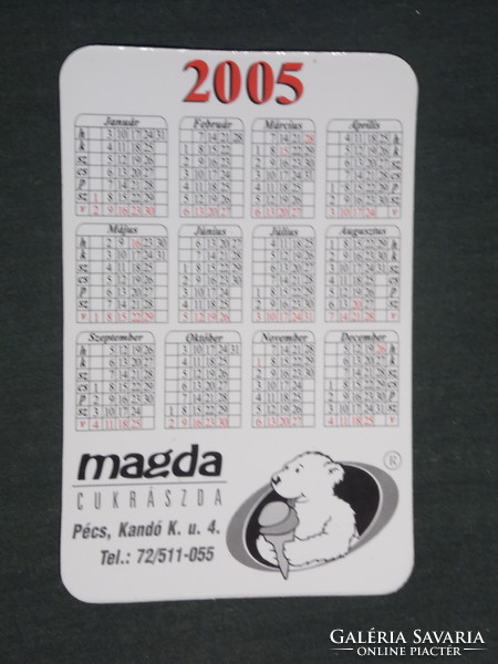 Card calendar, magda pastry shop Pécs, graphic artist, bear 2005, (2)
