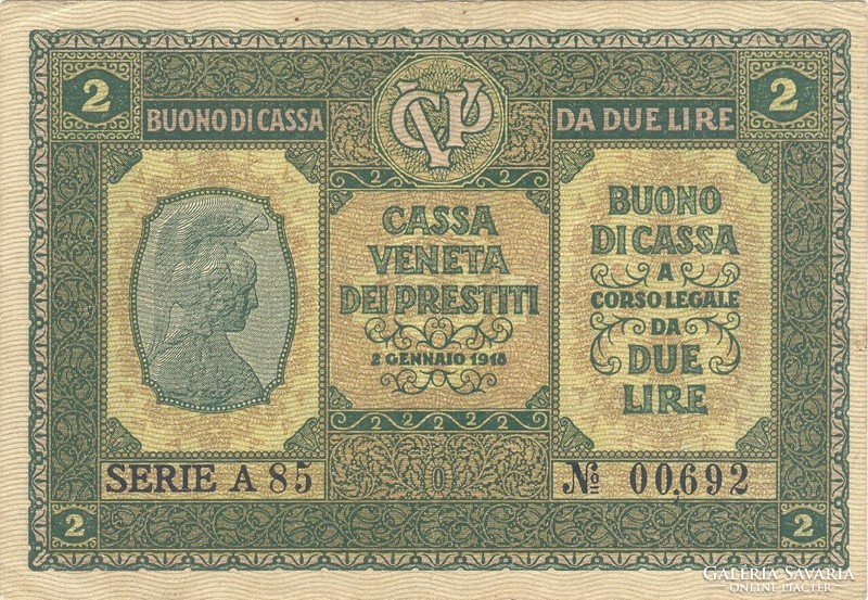 2 Lire lira 1918 Italy Venice 1.