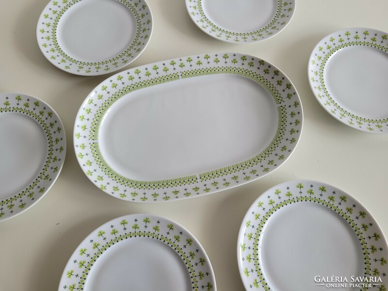 Retro lowland porcelain parsley clover dessert set plate for 6 people
