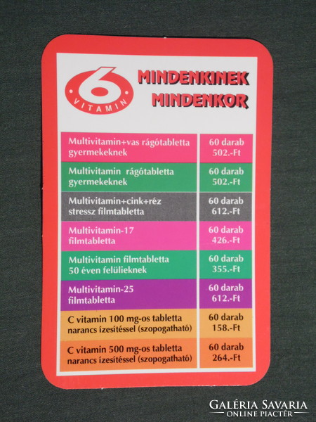 Card calendar, humanpharma kft., Gödöllő, vitamins, 1996, (2)