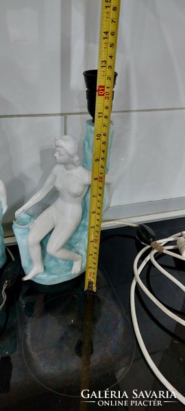 Art deco ceramic figural bedside lamps in a pair