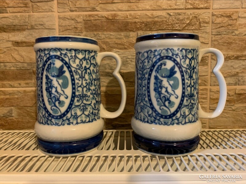 Puttós Christmas beer mug with special handle, Polish bogucice old porcelain 6,500/piece.