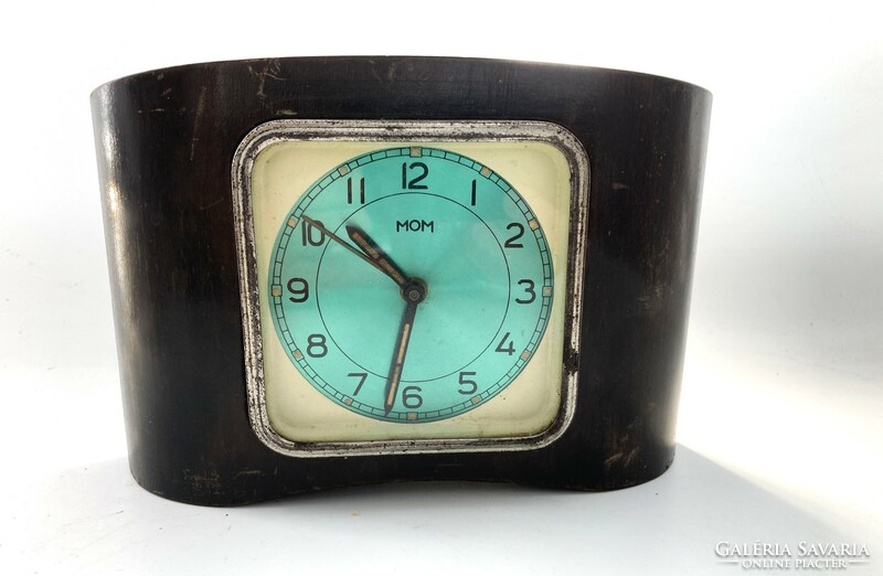 Mom art deco decorative table clock with rare colored dial