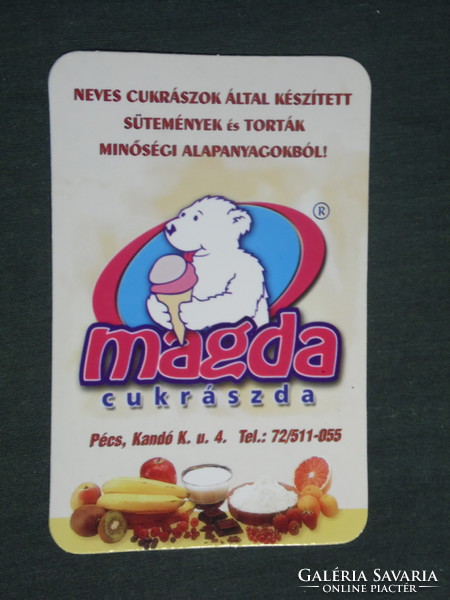 Card calendar, magda pastry shop Pécs, graphic artist, bear 2005, (2)