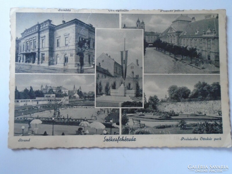 D199407 Székesfehérvár - 1930-40 k - beach, national flag, Prohászka Ottokár park, bishop's palace