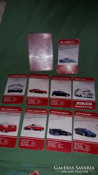 Retro plastic boxed Hungarian Tamás and Komlós - car quartet playing cards according to the pictures