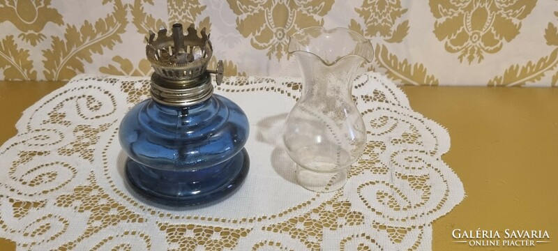 Rare blue small kerosene lamp 18 cm