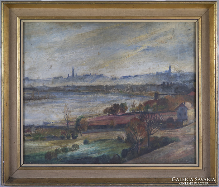 Palko with sign, oil on canvas. Danube Budapest