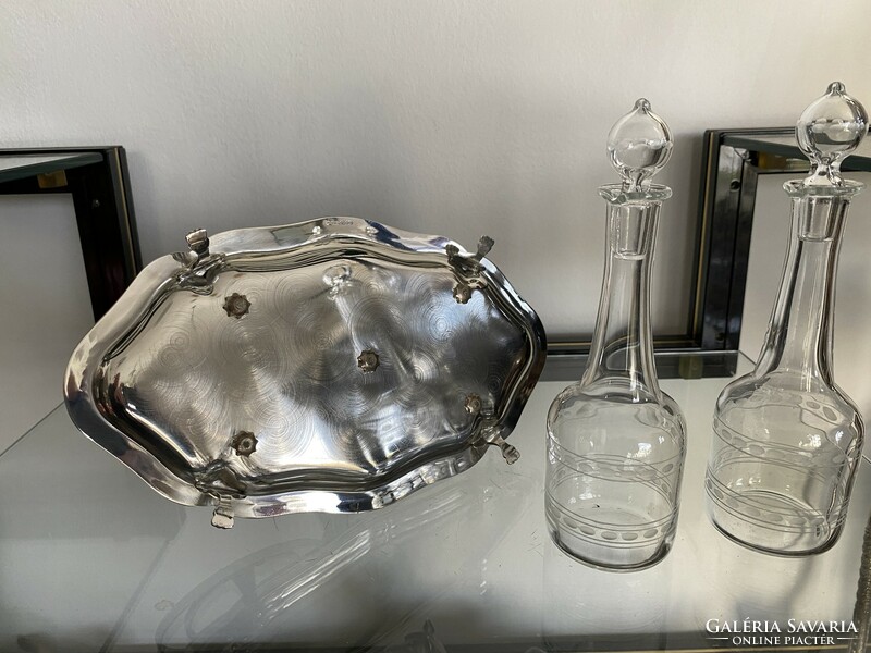 Art deco silver oil vinegar holder