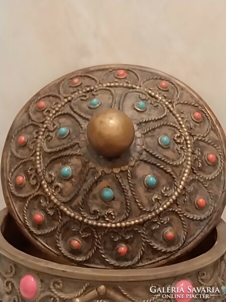 Antique jewelry box with stone inlay