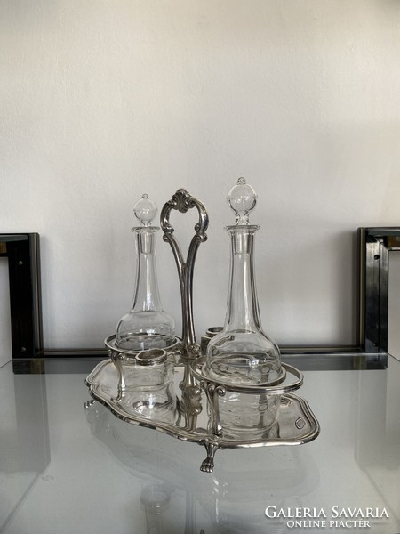 Art deco silver oil vinegar holder