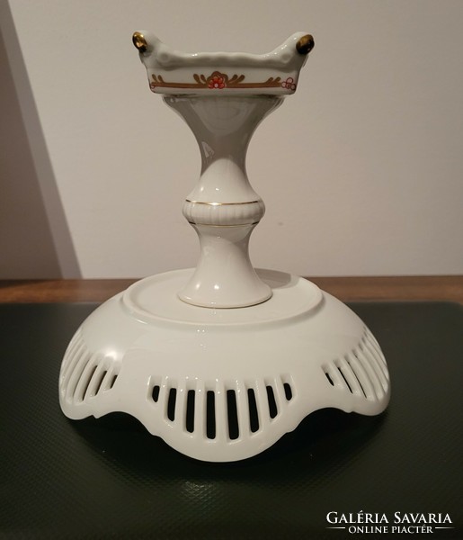 Talpas asztalközép, áttört peremmel, Fine China LICHTEl Thüringen Design, 1950-60-as évek