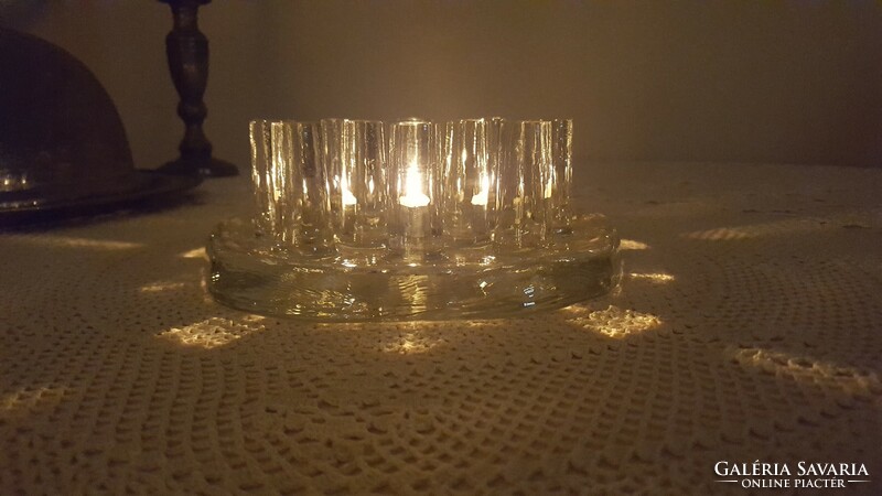 Scandinavian georgshütte glass candle holder, warmer, coaster