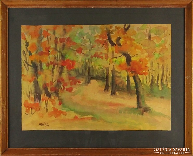1P318 xx. Century painter: autumn forest interior 1964