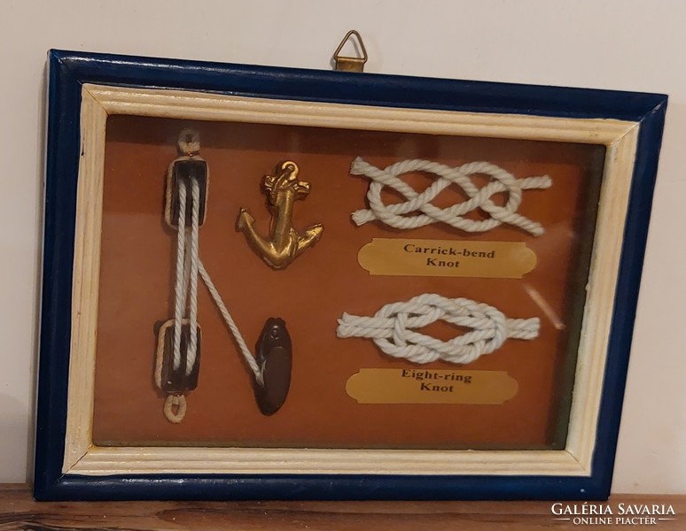 Excellent gift! Sea sailor knots, anchor, etc. In a painted wooden display box, sailing