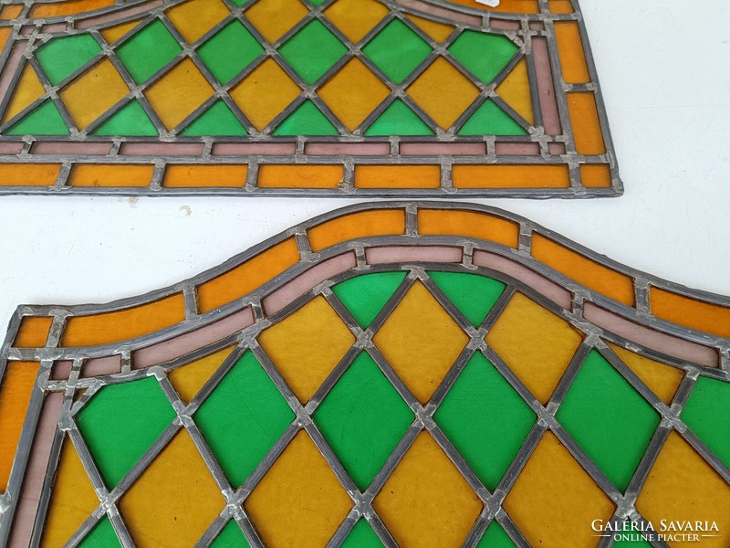 Antique stained glass window lead glass 3 pieces 589 8166