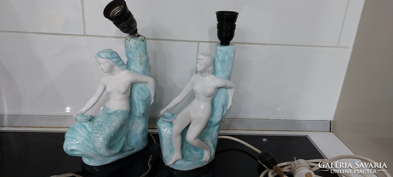 Art deco ceramic figural bedside lamps in a pair