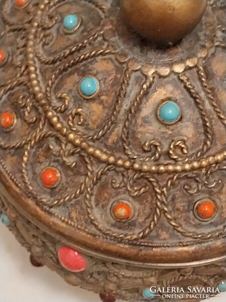 Antique jewelry box with stone inlay