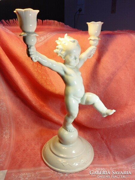 Metzler & Ortloff rare large porcelain candle holder