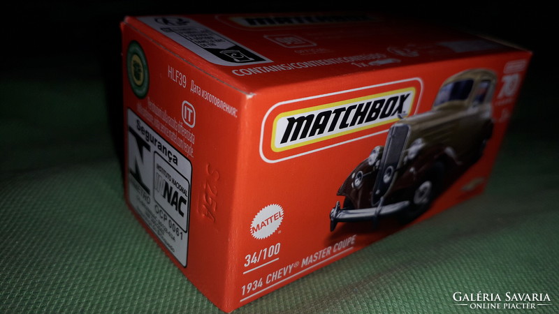 MATCHBOX - MATTEL -1934 CHEVY -70 ÉVES ÉVFORDULÓS bontatlan dobozával fém kisautó a képek szerint
