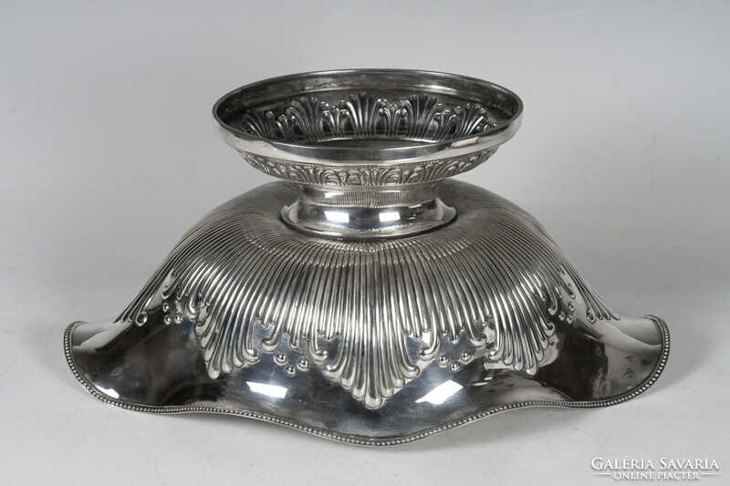 Silver large table centerpiece / boat-shaped tray