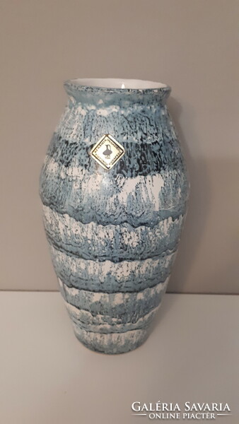 Hibátlan csorgatott mázas iparművész kerámia váza 24 cm