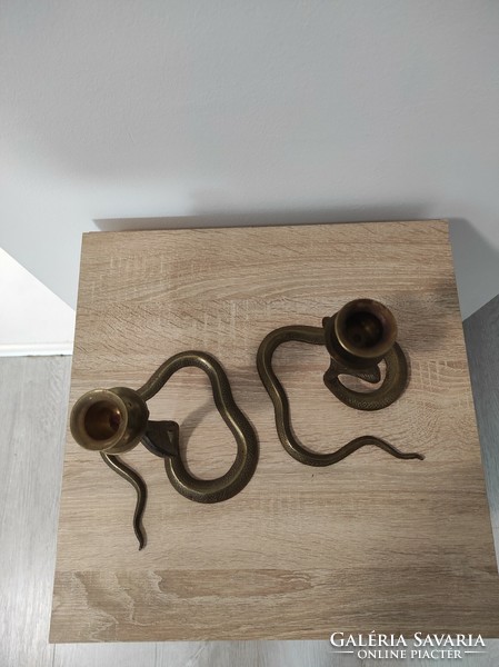 Antik bronz kobra alakú gyertyatartó