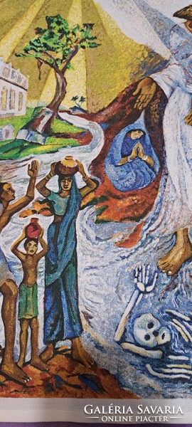 Falikárpit, Jyoti szignós textilkép, éhségkendő (M4296)